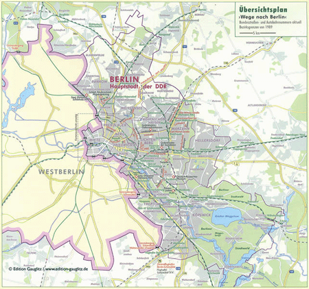 East German map shows West Berlin as white space